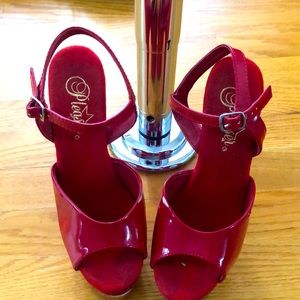 Cherry red Pleasers - well worn 🍒